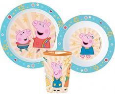 Set di stoviglie per bambini con piatto, ciotola per cereali e tazza (Peppa Wutz)