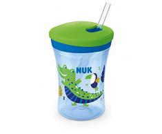 NUK Action Cup tazza per bambini con effetto camaleonte | 12+ mesi | Cangiante | Cannuccia morbida con chiusura a rotazione | Anti-goccia | Senza BPA | 230 ml | Coccodrillo (verde)