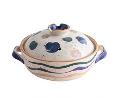 Pentola Di Terracotta Giapponese Pentola Calda in Ceramica Casseruola Di Terracotta Pentola Di Terracotta, Resistenza Alle Alte Temperature Con Coperchio Pentole Rotonde in Ceramica,Bianca,2.5L