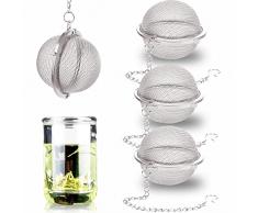 Infusore per Tisane 4 Pezzi, Infusore Tè, Filtro per Tisane in Acciaio Inossidabile 304 , Filtro the Infusione, Filtro Sferico a Rete per Il Tè, Filtro da Tè Con Catena di Estensione
