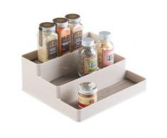 mDesign portaspezie da cucina, per credenze o anche per il tavolo da cucina – comodo supporto per le spezie – portaspezie a tre ripiani – colore: champagne