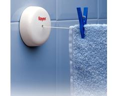Rayen 0022 Stendibiancheria da Parete, Corda con Lunghezza Massima di 2.5 m, Metallo, Bianco