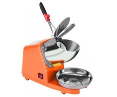 NICCOO Tritaghiaccio Elettrico 300W, Tritaghiaccio a Doppia Lama, ritaghiaccio Elettrico Professionale con Ciotola in Acciaio Inossidabile, Acciaio Inossidabile, per Bar e Ristoranti(Arancia)