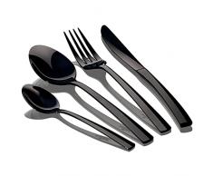 B BERLINGER HAUS BERLINGERHAUS PROFESSIONAL PRECISION Deep Black Set posate complete in acciaio inox, set da 6 persone, casa, campeggio, hotel, finitura a specchio lucido, design moderno ed elegante