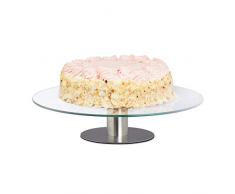 Relaxdays Piatto per torta girevole, base, piatto per torta per decorare, piattaforma girevole per torta, diametro 30 cm, trasparente, 1 pezzo