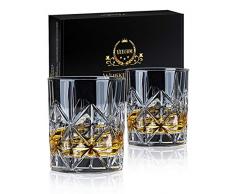 veecom Bicchieri Whisky, 300ml Bicchiere Whisky Cristallo, Set Bicchier Whisky di 2, Bicchieri da Cocktail Bicchieri da Rum Liquore Regali per Lui, Uomo, Fratello, Papà, Compleanno