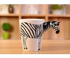 YTONG STORE 3D Animale caffè Tazze Mug En Ceramica Porcellana, Dipinta a Mano Tazze di caffè, Tazza di Bevanda 400 ml, Ideale Regalo di Natale per Uomo Donna Bambini (Zebra)