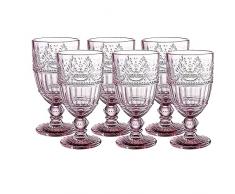 WHOLE HOUSEWARES Bicchieri in Vetro Cristallo Colorati - Per Acqua - Calici di Cristallo Natalizi - Vetro Elegante e Vintage - Trasparente - Set di 6, 355 ml