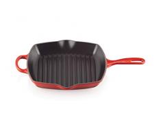 Le Creuset Bistecchiera Skillet quadrata Evolution in ghisa vetrificata, 26 cm, Ciliegia, 20183260600422