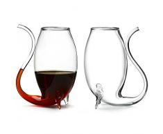 bar@drinkstuff Bicchieri forma unica di vino / brandy con paglia integrata, set di 2 bicchieri, 80 ml