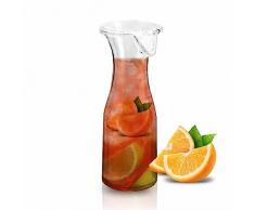 Caraffa per vino per servire acqua, vino rosso, succo, latte, tè freddo, limonata, limonata, con coperchio, decanter per bevande, collo stretto, caraffa in plastica, contenitore da 550 ml, brocca