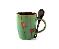 Tazzine Caffè Paesaggio Dipinto A Mano Coppa In Ceramica Retrò Personalità Tendenza Ufficio Tazza Coppia Semplice Tazza Di Latte Tazza Di Caffè Tazza Bevanda Tazza Di Acqua Con Cucchiaio Con Cucchiaio