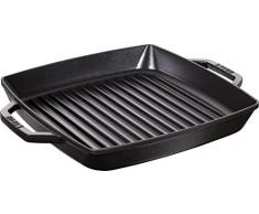 Staub 40511-683-0 Grill Pans Bistecchiera Rettangolare con Due Manici, 28 x 28 cm