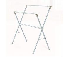 Scaffali Di Stoffa Solida Dell'interno Stendino Pieghevole Stendibiancheria Telescopico Bipolare A Doppio Palo All'interno e all'esterno del Generale ( Colore : Argento , Dimensione : 130x130-240cm )