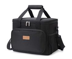 Lifewit 15L Borsa Termica Manutenzione di Freddo e Caldo per Uomo/Donna/Bambino Porta Pranzo Cibo Alimentazione per Campeggio Lavoro Scuola (nero)