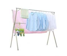 FX XF Stendibiancheria, Balcone Interno Pieghevole a Terra Mobile Mobile a Doppio palo a Tre braccioli, stendibiancheria Prodotti per la casa (Color : Three-Bar, Size : 140-225cmx52cmx150cm)