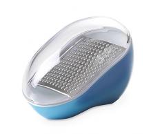 Omada Design Grattugia Formaggio Manuale con Lama in Acciaio Inox Asportabile e Coperchio Salvafreschezza, Lavabile in Lavastoviglie, Linea Trendy, Turchese