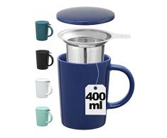Tazza da Tè con Coperchio e Filtro 400ml - Mantiene il Tè Caldo a Lungo - Ceramica
