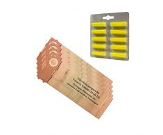 SET 10 Sacchi / Sacchetti + 10 Profumini per aspirapolvere Vorwerk Folletto Kobold VK 118, 119, 120, 121, 122, VK118, VK119, VK120, VK121, VK122