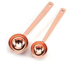 WideSmart 2Pcs Cucchiaio Dosatore in Acciaio Inox,Cucchiaini Dosatori da Caffè Cucchiaini Dosatori da Caffè in Acciaio Inossidabile per Caffè Tè Zucchero e Farina per Ingredienti Cottura(15ml,30ml)