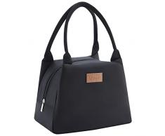 Lifewit Borsa Porta Pranzo per Donna e Uomo Medium, Borsa Termica per Pranzo, Borsa Frigo Riutilizzabile per Preparazione Pasti, Lavoro, Scuola, Viaggi, Nero