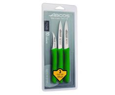 Arcos Serie Nova, Set Coltello Sbucciare, Lama Acciaio Inossidabile NITRUM, Manico Polipropilene, Colore Verde