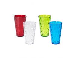 Omada Design 4 Bicchieri Cocktail Colorati 50 cl, in Plastica Infrangibile, lavabili in lavastoviglie, Made in Italy, linea Diamond, Colori Assortiti