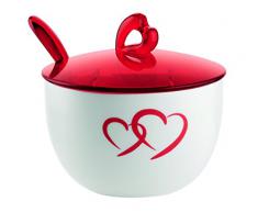 Guzzini Love Zuccheriera con Cucchiaino, Porcellana, Rosso Trasparente, 13x9.5x10 cm