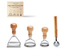 Plantvibes Set di formine per Ravioli, Splendidi stampi per Ravioli con Impugnatura in Legno