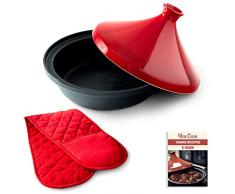 Uno Casa Tajine Marocchino - Pentola in Ghisa e Coperchio in Terracotta - 3,5 L