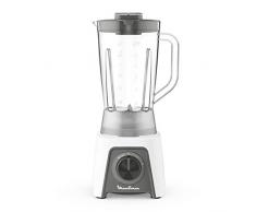 Moulinex Lm2C01 Blendeo + Frullatore Elettrico, 450 W, 1.5 L, Tritatutto con 2 Velocità e Funzione Pulse, Blender Frullatore con Funzione Tritaghiaccio, Etichetta Duraforce e Tappo Dosatore, Bianco