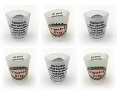 Confezione da 6 bicchieri da Shot con ricetta per Cocktail, 50 ml, di scegliere di messaggio Selezione, 6 x Flaming Orgy