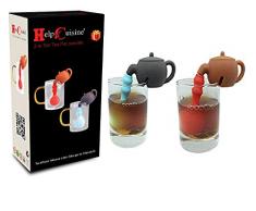 HelpCuisine® infusore per tè/Filtro per tè, Set da 2 Infusori per Te e Tisane a Forma di Teiera, Design Simpatico ed Originale Si Adatta a Tutte Le Tazze, Silicone 100% Alimentare Privo di BPA