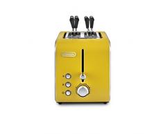 DeLonghi CTX2203.Y Tostapane, 550 W, 2 Fette con Pinze, Giallo Senape