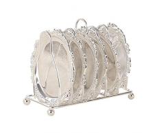 F Fityle Servizio di Piatti di Ferro per 7 Persone, 7 Pezzi con Supporto, Utilizzato in Tea Party, Baby Shower, Lauree, Matrimoni, Natale, Ringraziamento - Argento