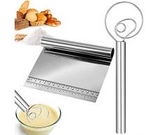 JOLLOY Frusta Danese Pastelli a Mano Inossidabile Set di Raschietti per Frusta Acciaio Inossidabile Danese Danese da Forno Impastatrice Manuale in Inossidabile Danese Acciaio Inossidabile