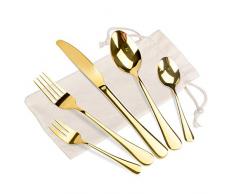 Oziral Posate Dorate 20 pezzi, Posate Oro con Coltello, Cucchiaio, Forchetta, Servizio per 4 Persone, Set di Posate Ideale per luso Quotidiano in Casa