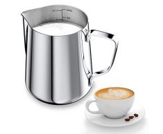 Newaner 350ml Bricco Latte Professionale per Montalatte Inossidabile 304, Lattiera con Segno di Misurazione 12oz, Lattiera Mucca per Cappuccino, Espresso, Latte Art, Perfetta per Gli Amanti del Caffè