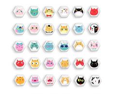 30 calamite per frigorifero, decorazione della lavagna, calamite decorative, cancellabili a secco, per ufficio (testa di gatto)