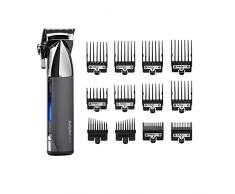 BaByliss MEN E996E Super-X Metal Series, Tagliacapelli senza filo, lame in acciaio giapponese, 10 guide a pettine, 2 guide coniche, batteria al litio, display digitale, struttura metallica