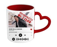 My Custom Style Tazza Manico Cuore Rosso Personalizzata Foto e Canzone spotify