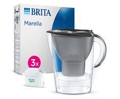BRITA Caraffa filtro Marella grafite (2,4L) inclusa 3 cartucce filtranti MAXTRA PRO All-in-1 - riduce tartaro, cloro, impurità e metalli