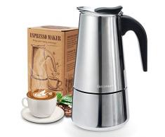 Godmorn Caffettiera Moka, Caffettiera Espresso in Acciaio INOX per Induzione 6Tazze(300 ml) Adatto A Tutte Le Induzione: Fornello a Induzione, Piano Cottura In Vetroceramica