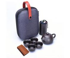 Webao Set da tè in ceramica cinese, 7 pezzi, con teiera da 130 ml e 4 tazze da tè da 30 ml, portatile, ideale come regalo