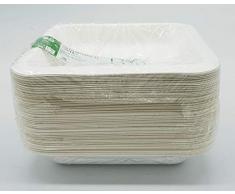 50 Piatti Universale 600 ML 18 x18 h. 3 cm.16 gr. biodegradabile e compostabile Robusto per Feste sagre Byò Piatto Unico