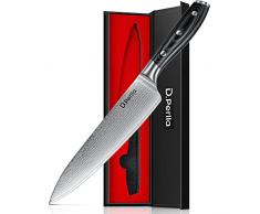 D.Perlla Coltelli Damasco da Cucina, 20 cm Coltello da Chef, Coltello Cucina Professionali Acciaio da 67 Strati Damasco con Impugnatura G10, Lama Affilata con Confezione Regalo