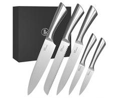 Joejis 5-in-1 Set coltelli da cucina set - Coltelli Professionali Inox ad alto tasso di carbonio - Set di Coltelli da Cucina Multiuso - Coltello da Pane Coltello da Cuoco