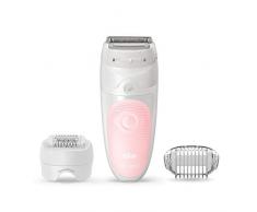 Braun Silk-épil 5 Depilatore Donna, Epilatore Elettrico Donna con Rifinitore,3 Accessori Viso Inclusi, Uso a Secco o Sotto Acqua, Idea Regalo, 5-620 Bianco e Rosa