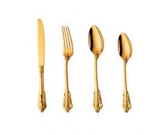 ZFQ 16 Pezzi Posate in Acciaio Inox 18/10 per 4 Persone, Design Moderno, Posate con Coltello, forchetta, Cucchiaio, Cucchiaio da caffè, lucidato a Specchio, Lavabile in lavastoviglie.