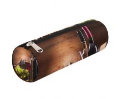 Bicchieri di vino rosso uva matita astuccio per adulti studenti, astuccio portapenne con cerniera per scuola, ufficio, multicolore, One Size, Arte